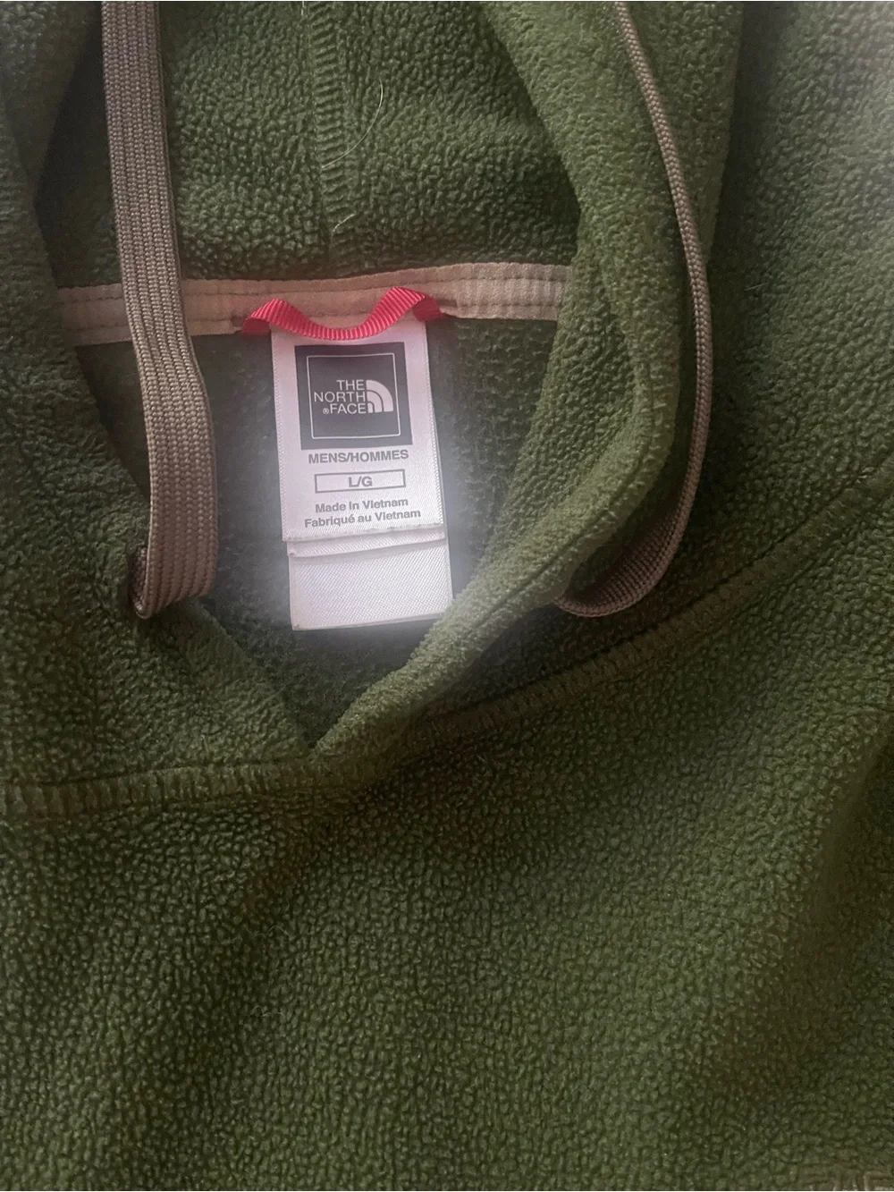 The North Face Forest Green Fleece Hoodie Men’s Large Pullover Outdoor Hiking